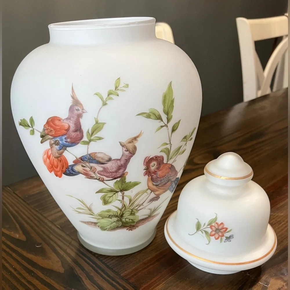 Vintage Norlean‎ Hand Painted Frosted Ginger Jar